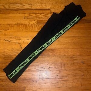 Zumba Fitness Black Leggings with Neon Green Accents